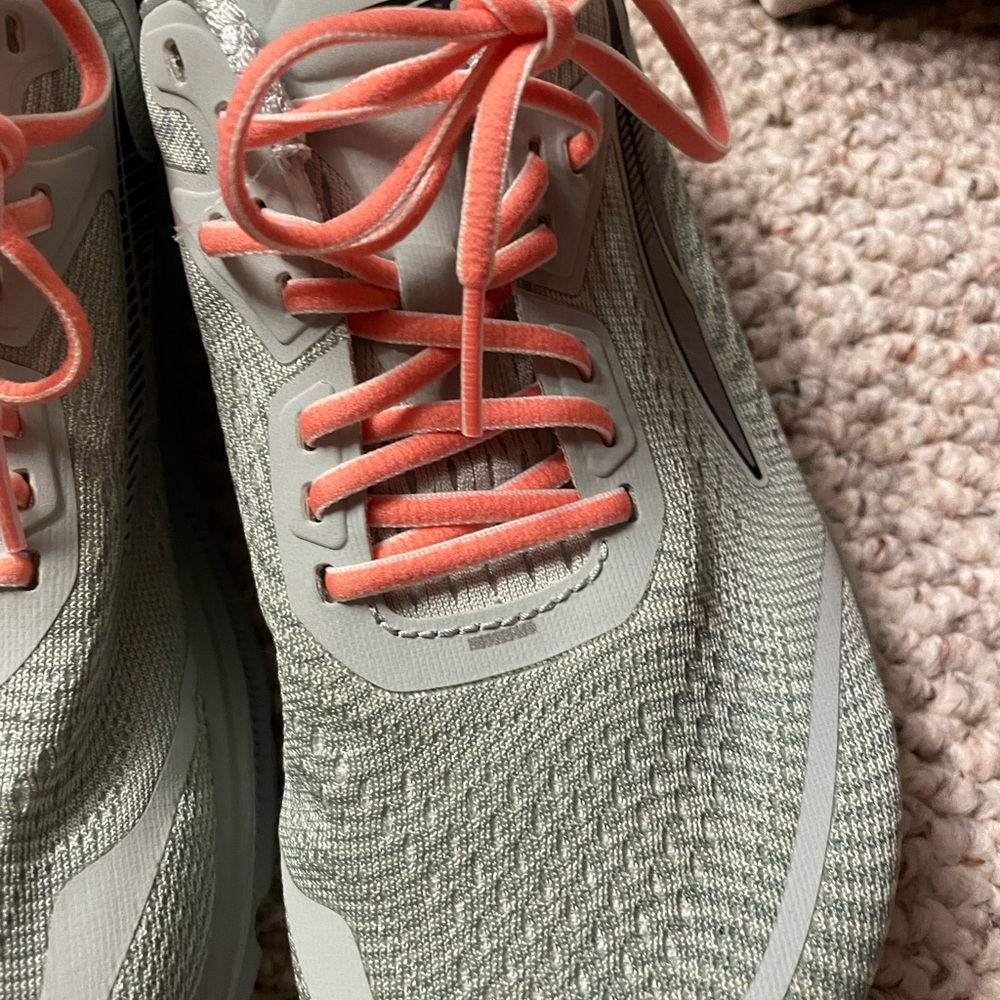 Altra Women's Athletic Running Shoes in Light Green with Coral Laces
